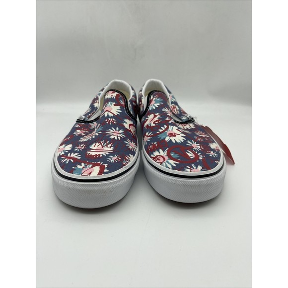 Vans Classic Slip On Vans Crew Floral/Red Classic Skate Shoes Men's 9.5 Women 11 - Picture 3 of 6